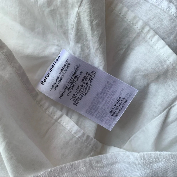 Reformation Meryl Linen Lace Trim Peplum Skinny Strap Blouse Top - Picture 6 of 7